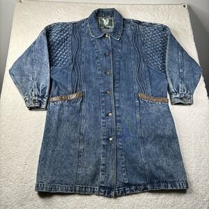 Vintage Ruth Douglas Denim Jacket Women's Size Large Acid Wash Buttons Quilted